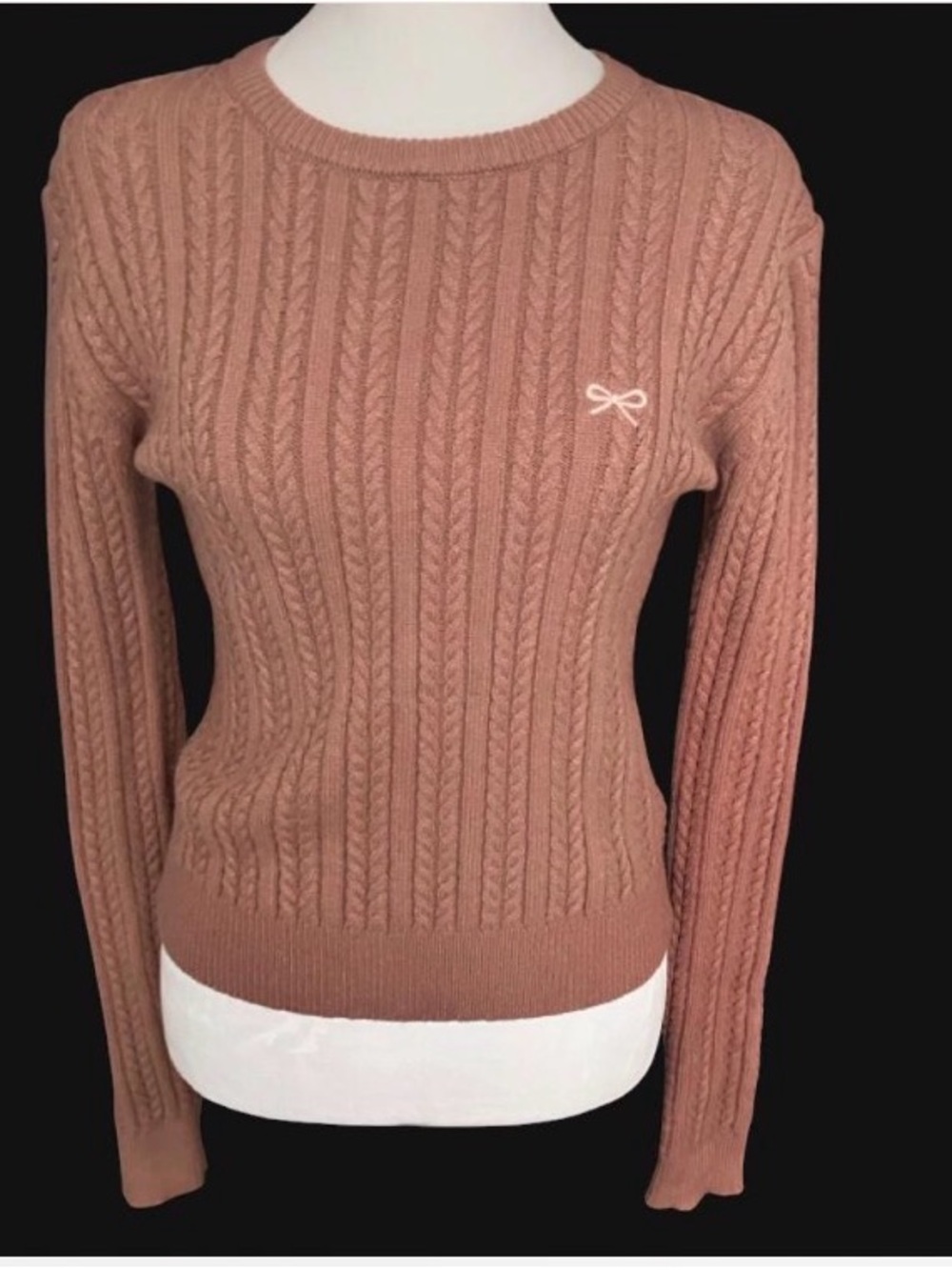 Edikted Cable Knit Crewneck Sweater in Dusty Mauve